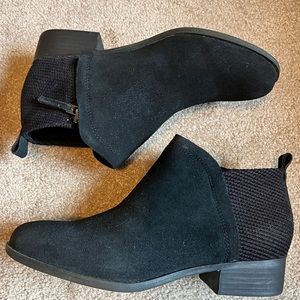 Toms Deia Leather Suede Ankle Boot Black Size 8.5